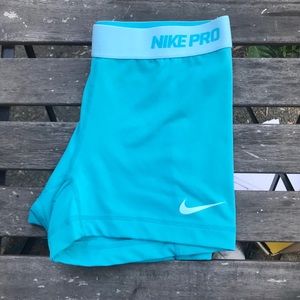 Light blue nike pro compressor shorts